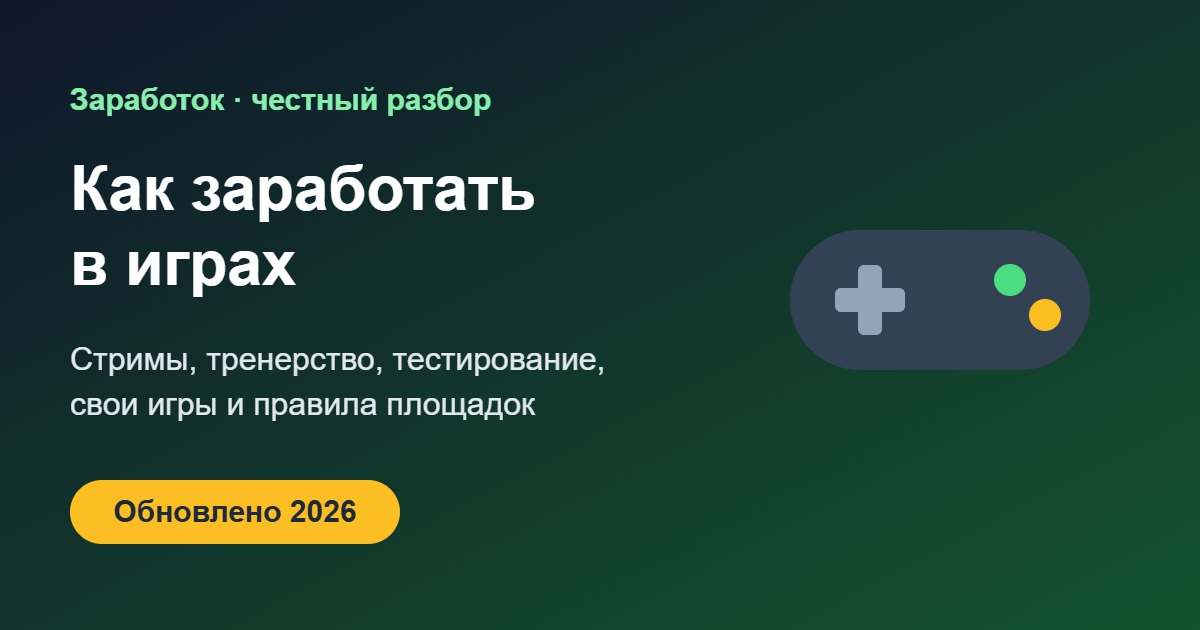 Как заработать в играх — реальные способы, обложка