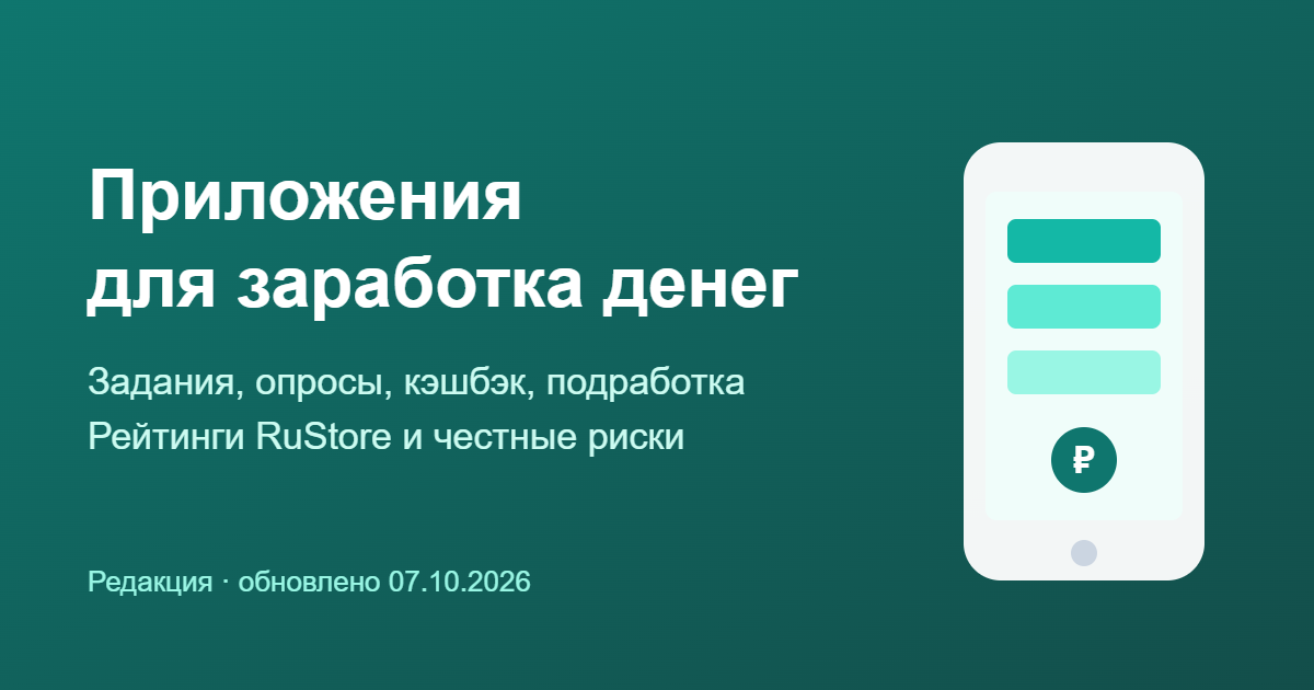 Приложения для заработка денег: задания, опросы, кэшбэк — обложка