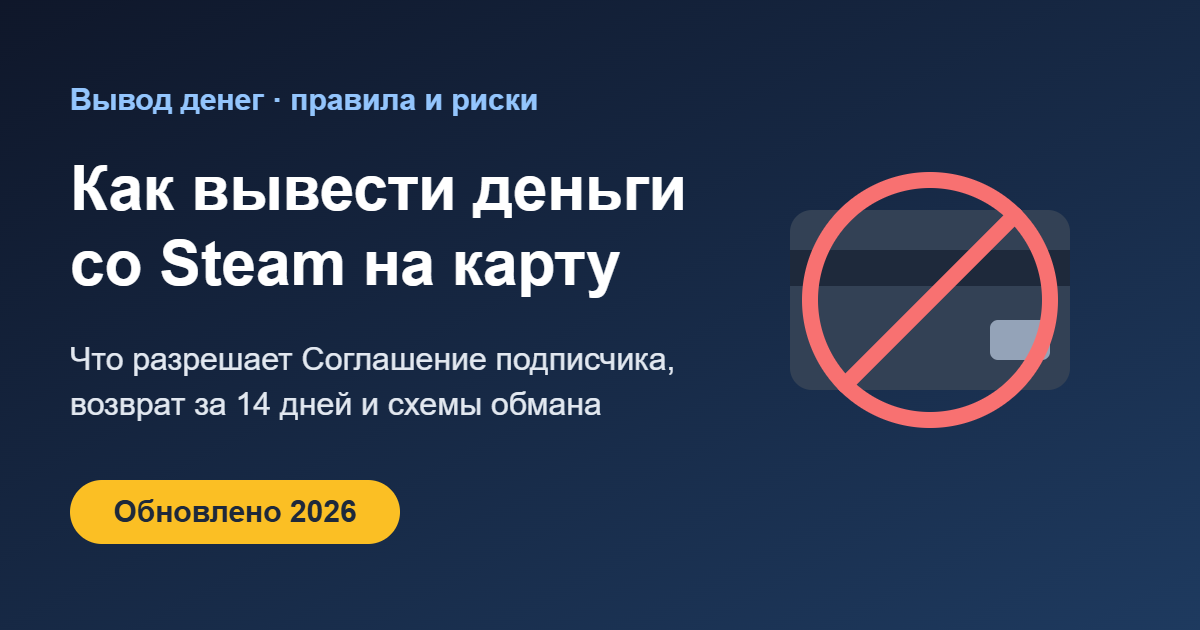 Как вывести деньги со Steam на карту — правила и риски, обложка